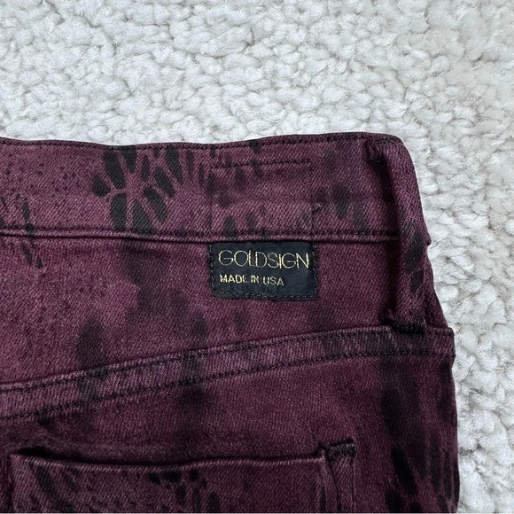 Goldsign Skinny Pants Jeans in Burgundy Animal Print. Size 27. Made in USA - Picture 5 of 15
